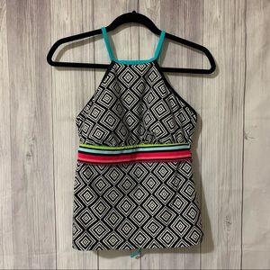 Title Nine Patterned Rainbow Swim Tankini Top